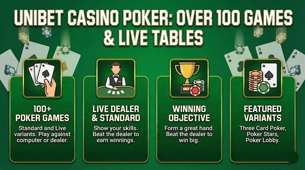 The Unibet Poker lobby showing available cash games