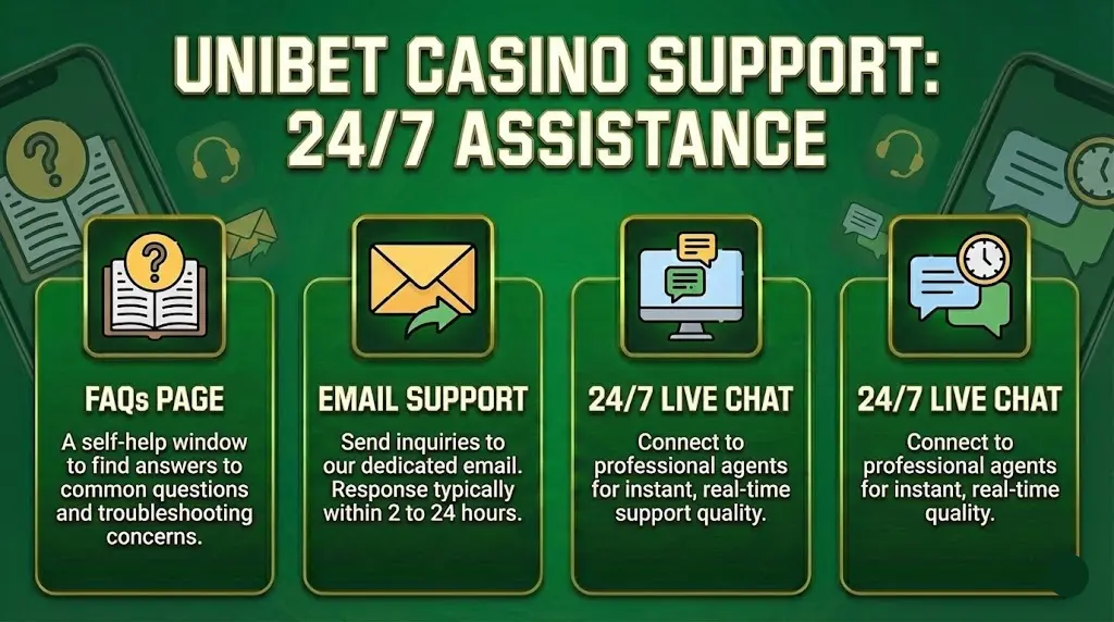 Unibet support center options