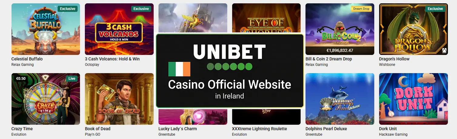 Official Unibet Casino Website  displaying Available in Ireland