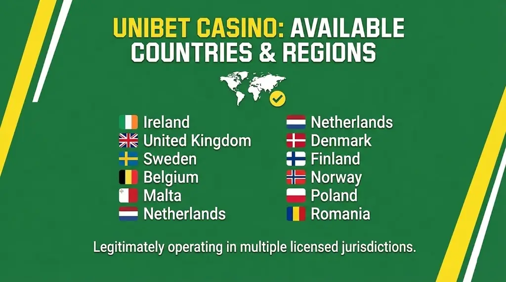 Regulatory information page confirming Unibet's legal status and licensing in Ireland